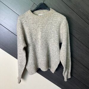 Campus Women VTG L Wool Blend Crewneck Sweater Beige Made In USA Grandpa Core